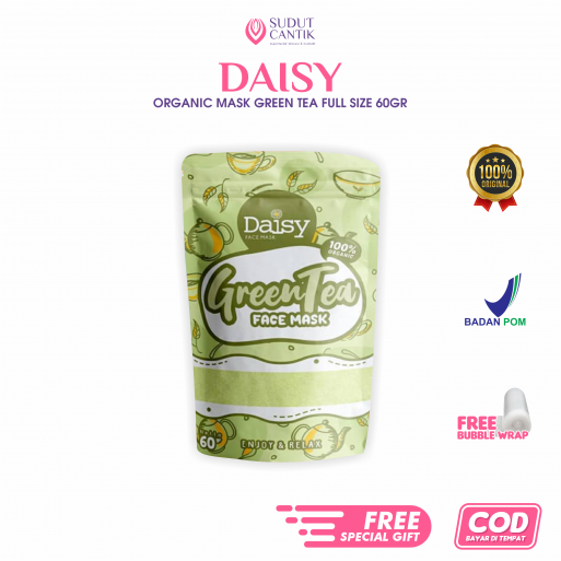 Daisy Organic Mask Greentea Full Size 60gr membantu menghilangkan jerawat dan bruntusan.