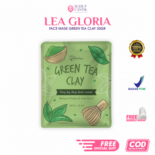 LEA GLORIA FACE MASK GREEN TEA CLAY 20GR DI SUDUTCANTIKOFFICIAL