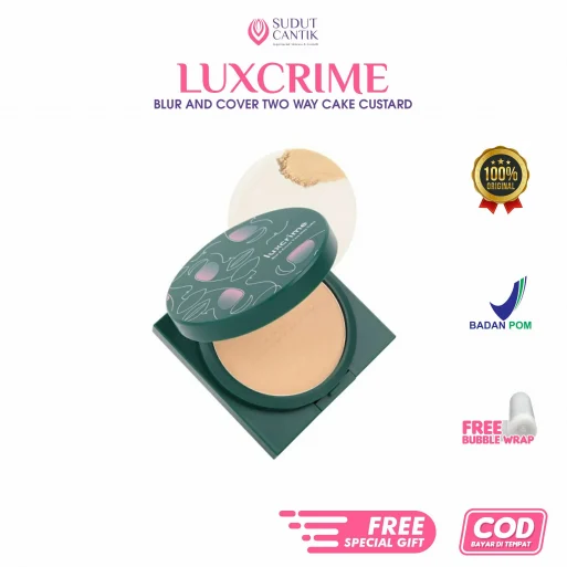 LUXCRIME BLUR AND COVER TWO WAY CAKE CUSTARD di website Sudut Cantik